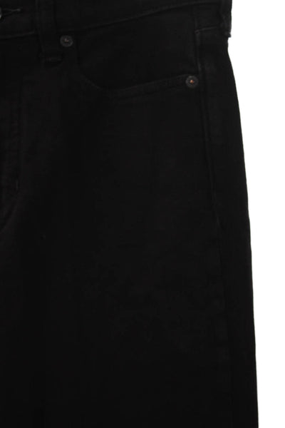 J Crew Womens Straight High Rise Black Jeans Cotton Button Size 24