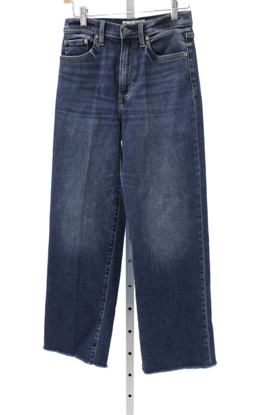 Daze Women High-Rise Wide-Leg Jeans Blue Cotton Button Size 26