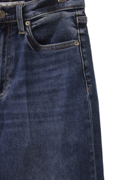 Daze Women High-Rise Wide-Leg Jeans Blue Cotton Button Size 26