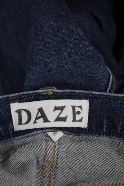 Daze Women High-Rise Wide-Leg Jeans Blue Cotton Button Size 26