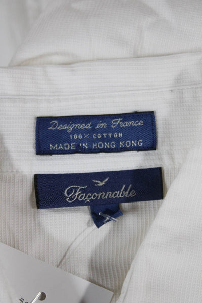 Faconnable Women Button-Up Cotton Collared Long Sleeve White Blouse Size S