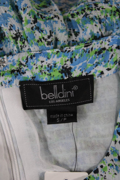 Belldini Womens Floral Round Neck Long Sleeve Blouse Zipper Petites Size S