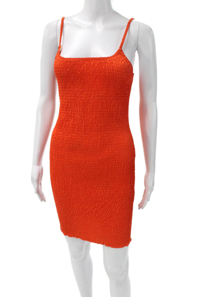 SNDYS. Womens Bodycon Dress Orange Sleeveless Square Neck Short Size 2
