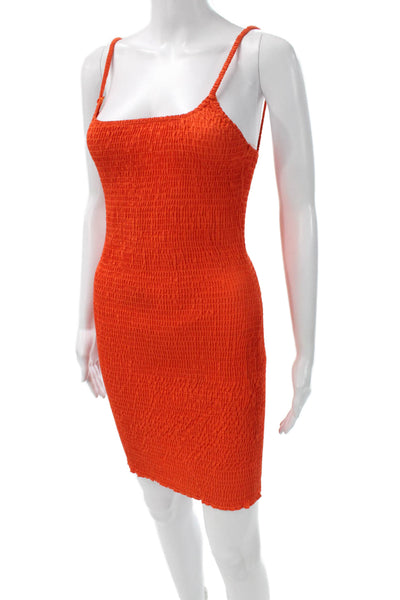 SNDYS. Womens Bodycon Dress Orange Sleeveless Square Neck Short Size 2