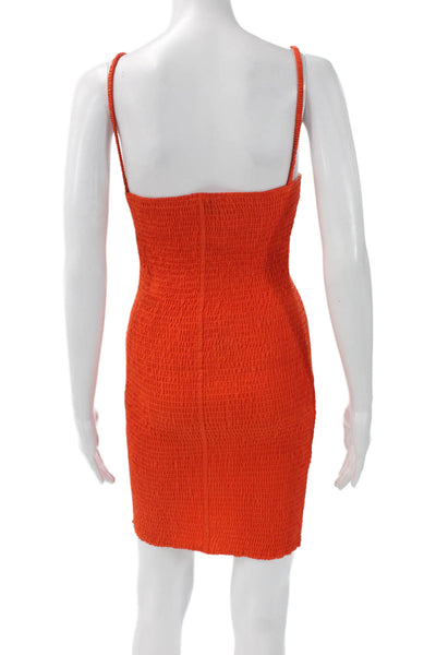 SNDYS. Womens Bodycon Dress Orange Sleeveless Square Neck Short Size 2