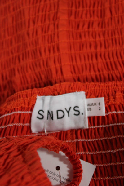 SNDYS. Womens Bodycon Dress Orange Sleeveless Square Neck Short Size 2