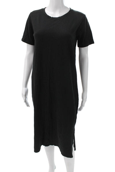 J Crew Women Black Cotton T-Shirt Dress Crew Neck Short Sleeve Knee Size S