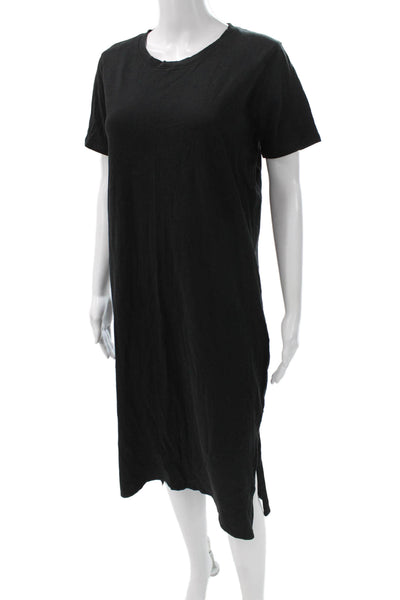 J Crew Women Black Cotton T-Shirt Dress Crew Neck Short Sleeve Knee Size S