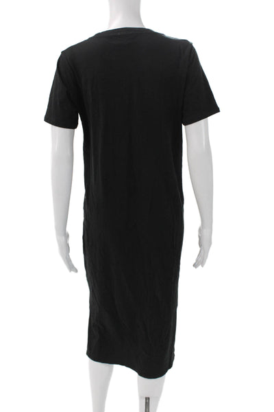 J Crew Women Black Cotton T-Shirt Dress Crew Neck Short Sleeve Knee Size S