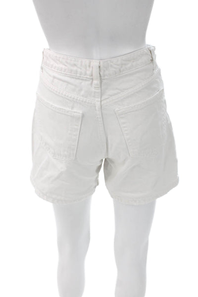 Zara Womens Mom Denim Shorts White Button Size 4