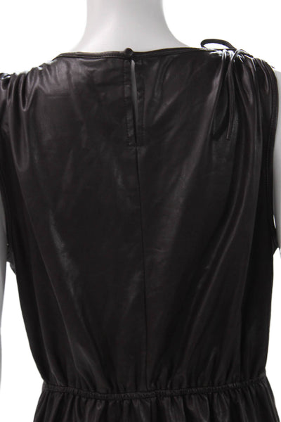 Scoop Womens A-Line Faux Leather Sleeveless Knee Length Brown Dress Size M