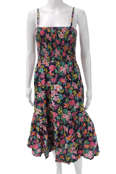 J Crew Women Sundress Floral Multicolor Cotton Square Neck Sleeveless Size S