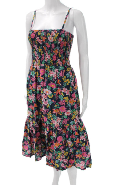 J Crew Women Sundress Floral Multicolor Cotton Square Neck Sleeveless Size S