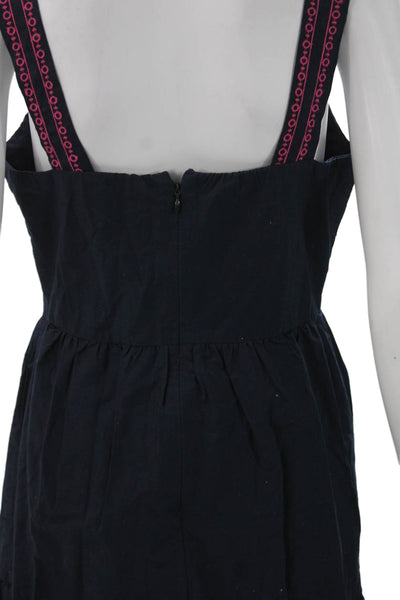 J Crew Womens Sundress Blue Cotton Square Neck Knee Length Size 4