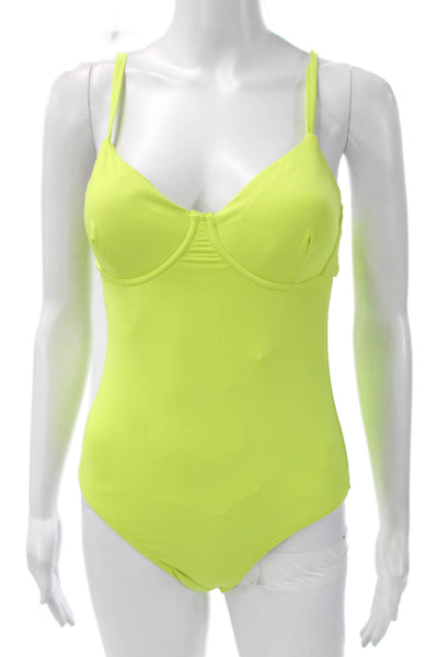 Andie Women Yellow Nylon Solid One Piece Swimwear Size M