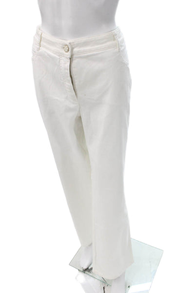BASLER Womens Pants White Cotton Solid Button Inseam 30 Size M