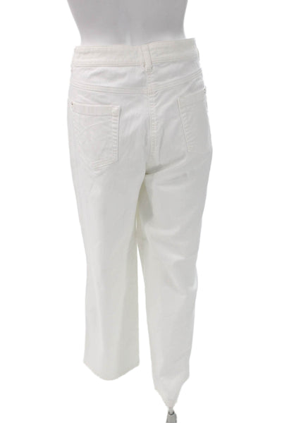 BASLER Womens Pants White Cotton Solid Button Inseam 30 Size M
