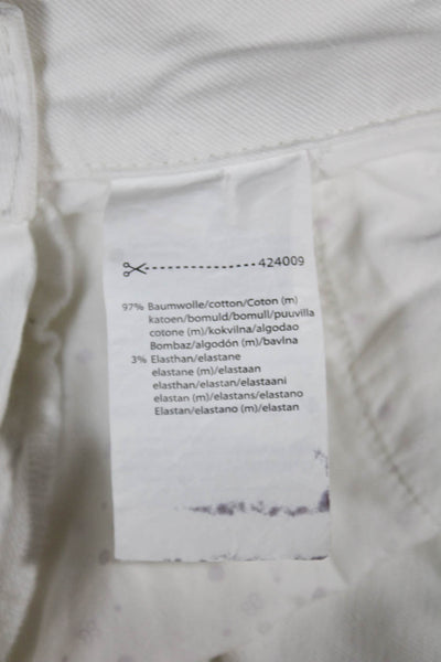 BASLER Womens Pants White Cotton Solid Button Inseam 30 Size M