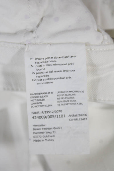 BASLER Womens Pants White Cotton Solid Button Inseam 30 Size M