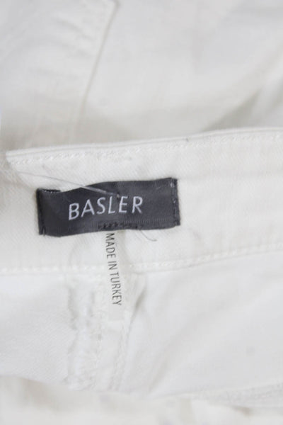 BASLER Womens Pants White Cotton Solid Button Inseam 30 Size M
