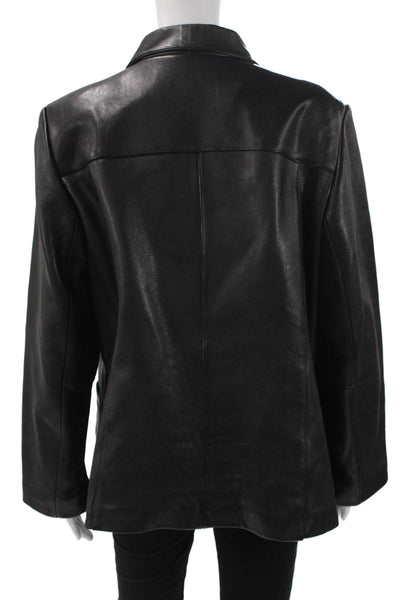 Alfani Women Basic Leather Zip Jacket Black Long Sleeve Size 1X