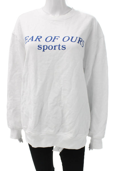 Year Of Ours Women Pullover Sweatshirt White Cotton Long Sleeve Size S