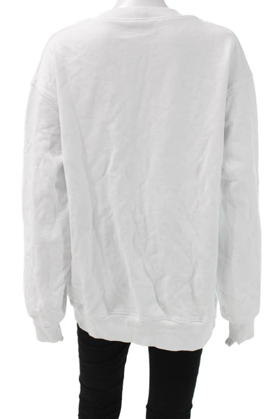 Year Of Ours Women Pullover Sweatshirt White Cotton Long Sleeve Size S