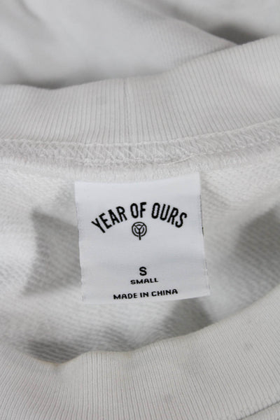 Year Of Ours Women Pullover Sweatshirt White Cotton Long Sleeve Size S