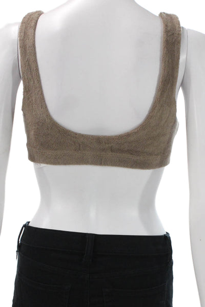 Beyond Yoga x Donni Womens V Neck Terry Sports Bra Brown Size Small