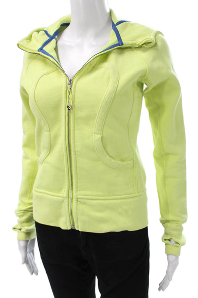 Lululemon Womens Green Cotton Track Jacket Zip Long Sleeve Size 4