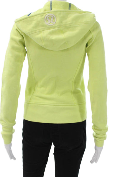 Lululemon Womens Green Cotton Track Jacket Zip Long Sleeve Size 4