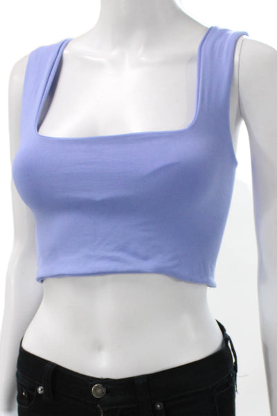 FP Movement Womens Stretch Knit Square Neck Sports Bra Blue Size Extra Small
