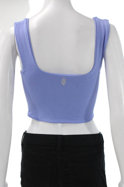 FP Movement Womens Stretch Knit Square Neck Sports Bra Blue Size Extra Small
