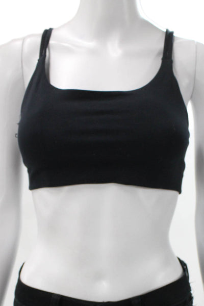 Spanx Womens Stretch Knit Strappy Back Square Neck Sports Bra Navy Size Small