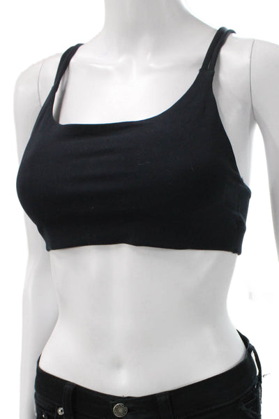 Spanx Womens Stretch Knit Strappy Back Square Neck Sports Bra Navy Size Small