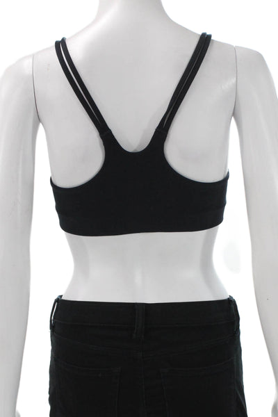 Spanx Womens Stretch Knit Strappy Back Square Neck Sports Bra Navy Size Small