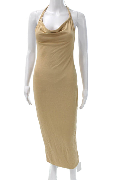 NA-KD Women Beige Cowl Neck Sleeveless Maxi Dress Tie Waist Size XS