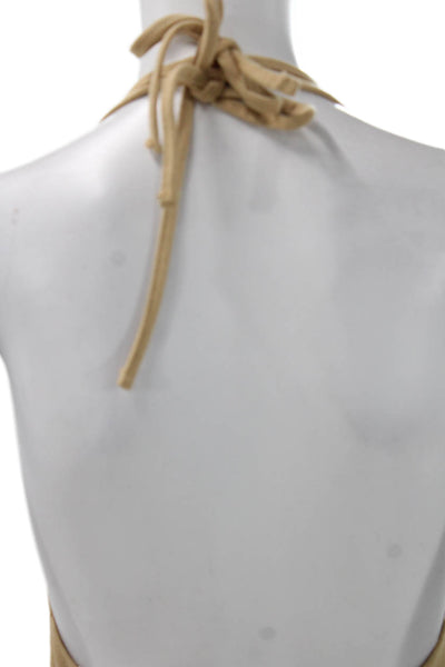 NA-KD Women Beige Cowl Neck Sleeveless Maxi Dress Tie Waist Size XS