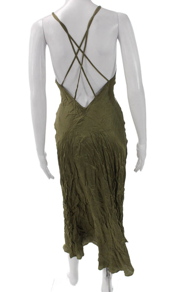 Spell Womens Green V Neck Sleeveless Slip Midi Dress Size XS