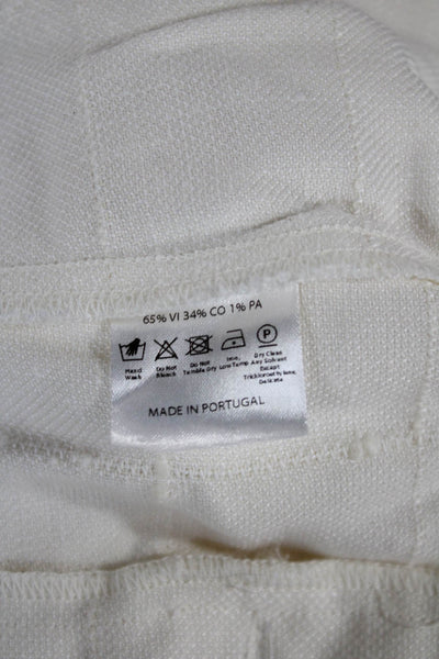 Rangel Women Ivory Check Viscose Button Shorts Size XS