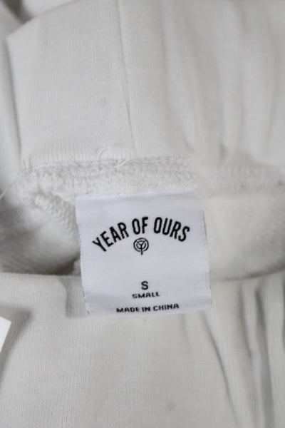 Year Of Ours Women White Cotton Solid Drawstring Sweatpants Size S