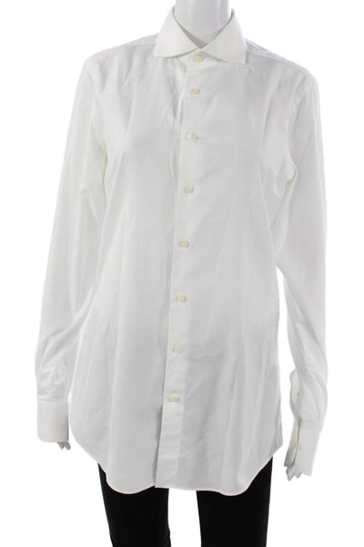 Suit Supply Mens Button Up Shirt White Egyptian Cotton Long Sleeve Size 15