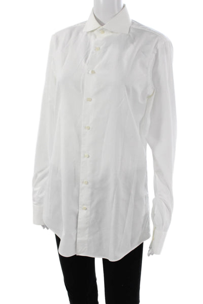 Suit Supply Mens Button Up Shirt White Egyptian Cotton Long Sleeve Size 15