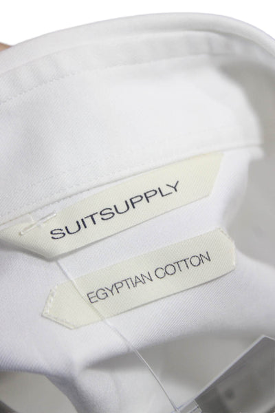 Suit Supply Mens Button Up Shirt White Egyptian Cotton Long Sleeve Size 15