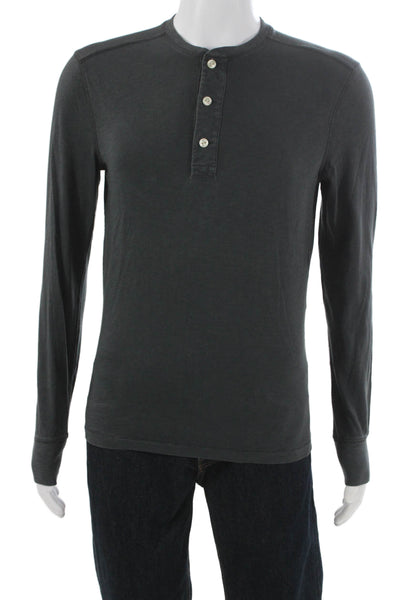 J Crew Mens Henley T-Shirt Gray Cotton Long Sleeve Size S
