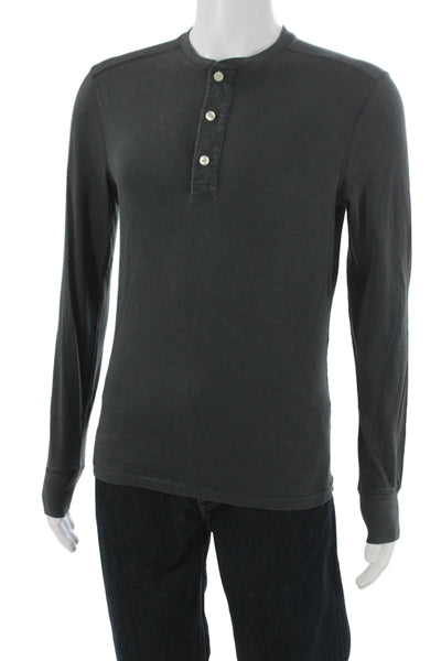 J Crew Mens Henley T-Shirt Gray Cotton Long Sleeve Size S