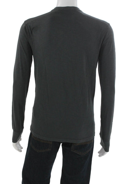 J Crew Mens Henley T-Shirt Gray Cotton Long Sleeve Size S