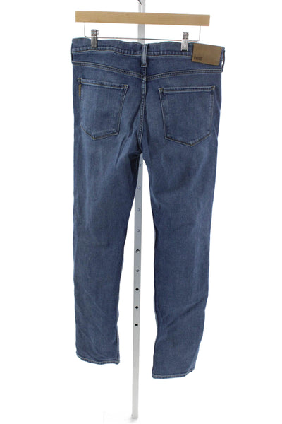 Paige Mens Straight Jeans Blue High Rise Cotton Size 32