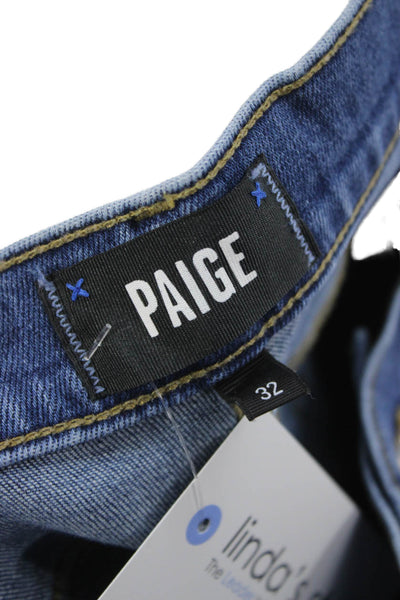 Paige Mens Straight Jeans Blue High Rise Cotton Size 32