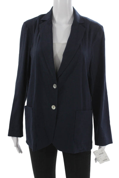 Estelle & Finn Women Blazer Blue Linen Long Sleeve Button Size 4